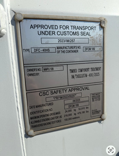 2025 Container 40’ multiple doors!