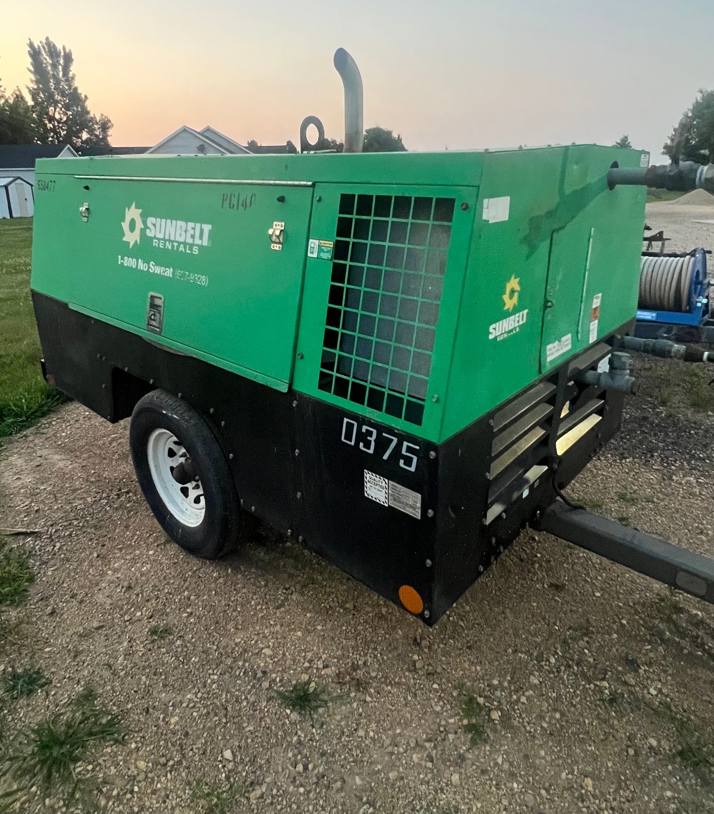 2016 Sullivan Air Compressor 375 CFM, JD diesel engine